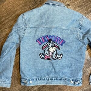 Disney Pooh Vintage 90s Embroidered Eeyore Denim Trucker Jacket,XS/S(RARE)